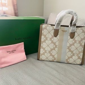Kate Spade Oversized Flower Jacquard Stripe Manhattan Large Tote